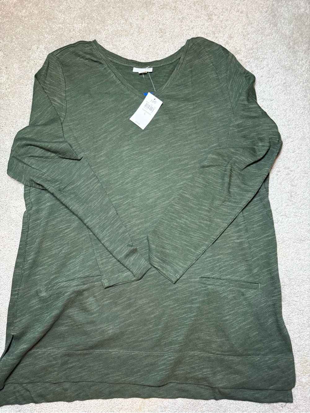 J. Jill Heathered Olive V-Neck Long Sleeve Tunic NWT